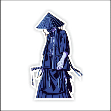 Mysterious Japanese ronin illustration with sword for t-shirt design and print Sticker