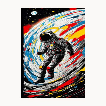 Astronaut With Space Metal Poster