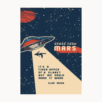 Space Tour Mars Metal Poster