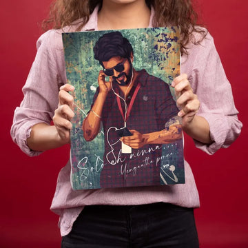 Vijay With Relax Music Metal Poster