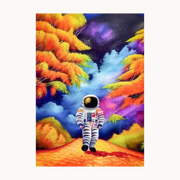 Astronaut With Nature Metal Poster