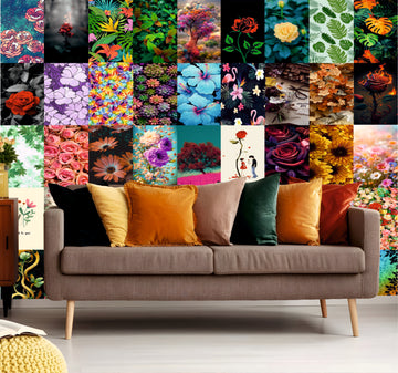 Aesthetic Flowers Wall Collage Kit (A4 Size Wall Poster Set)