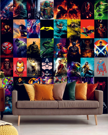 DC and Marvel Super Heros Wall Collage Kit - A4 Size Wall Posters Set